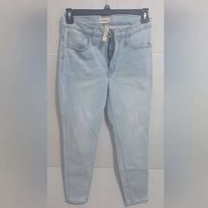 Madewell Women's 9" High Rise Skinny Crop Raw Hem Denim Jeans Size 30 Has Stains